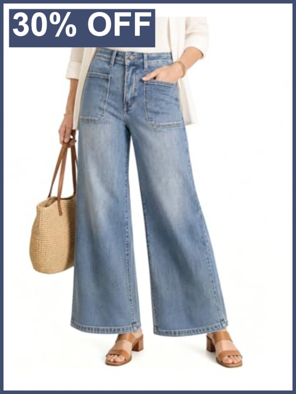 High Waisted Wide Leg Jeans for Women Tummy Control Denim Pants